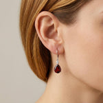 Load image into Gallery viewer, Natural Red Garnet Drop Earrings for women | 925 Sterling Silver Teardrop Dangle Earrings | Pear Cut Red Garnet |Gift For Women
