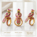 Load image into Gallery viewer, Handcrafted Mughal Parrot Ring For Women | Ruby & Emerald 925 Sterling Silver Statement Ring | Indian Heritage Jewelry