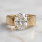 Load image into Gallery viewer, Men's Oval Moissanite Solitaire Ring | Wide Band Ring for Men | 18K Gold Plated 925 Silver | 3ct Diamond Alternative| Unisex Engagement Ring