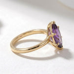 Load image into Gallery viewer, Marquise Amethyst Ring | 18k Gold Plated 925 Silver | Purple Gemstone Prong Setting Engagement Ring | Handmade Statement Ring For Women