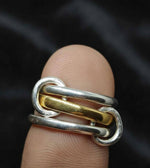 Load image into Gallery viewer, Two‑Tone Sterling Silver Multi Band Ring with Gold Ring| Valentine's day Gift| Minimalist Jewelry Ring For Her| Interlock Ring