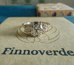 Load image into Gallery viewer, 3CT Oval Moissanite Engagement Ring | Three Stone Lab Diamond Alternative | 925 Sterling Silver Wedding Band | Anniversary Gift For Her