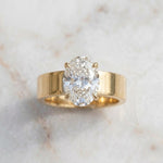 Load image into Gallery viewer, Men's Oval Moissanite Solitaire Ring | Wide Band Ring for Men | 18K Gold Plated 925 Silver | 3ct Diamond Alternative| Unisex Engagement Ring