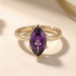 Load image into Gallery viewer, Marquise Amethyst Ring | 18k Gold Plated 925 Silver | Purple Gemstone Prong Setting Engagement Ring | Handmade Statement Ring For Women