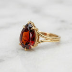 Load image into Gallery viewer, Pear Cut Red Garnet Split Shank Solitaire Ring