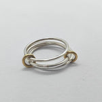 Load image into Gallery viewer, Two Tone Stacking Ring Set | Sterling Silver Gold Band | Minimalist Dainty Rings | Handmade Gift For Her | Interlocking Band Jewelry