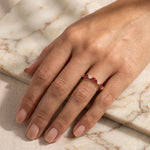 Load image into Gallery viewer, Ruby Moissanite Eternity Band Ring | Marquise Round Alternating Wedding Band | 18k Gold Plated 925 Silver | Stacking Bridal Anniversary Ring