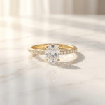 Load image into Gallery viewer, Oval Moissanite Pave Engagement Ring