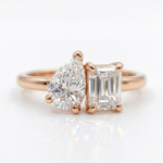Load image into Gallery viewer, Toi et Moi Pear & Emerald Moissanite Ring