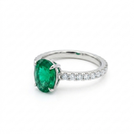 Load image into Gallery viewer, Oval Lab Emerald Pavé Band Ring