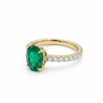 Load image into Gallery viewer, Oval Lab Emerald Pavé Band Ring