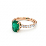 Load image into Gallery viewer, Oval Lab Emerald Pavé Band Ring
