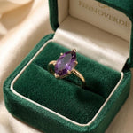 Load image into Gallery viewer, Marquise Amethyst Ring | 18k Gold Plated 925 Silver | Purple Gemstone Prong Setting Engagement Ring | Handmade Statement Ring For Women