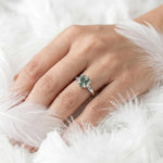 Load image into Gallery viewer, Moss Agate Ring 925 Sterling Silver | Round Rose Cut Solitaire | Hammered Band Promise Ring | Nature Engagement Ring Gift For Her