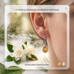 Load image into Gallery viewer, Pear Cut Citrine Earrings | 925 Sterling Silver Lever back Earrings | Yellow Gemstone Dangle  | Teardrop Citrine Jewelry | Birthstone Gift