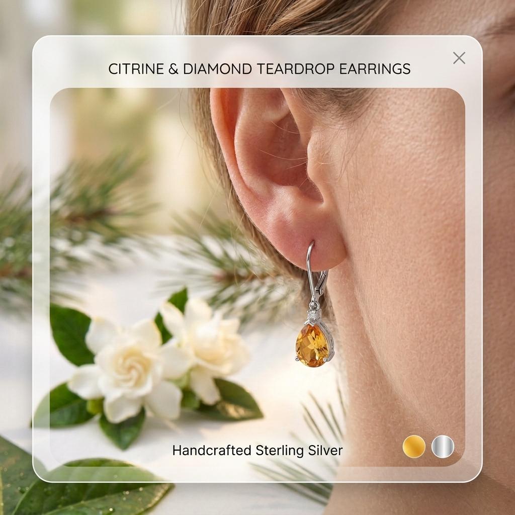 Pear Cut Citrine Earrings | 925 Sterling Silver Lever back Earrings | Yellow Gemstone Dangle  | Teardrop Citrine Jewelry | Birthstone Gift