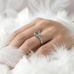 Load image into Gallery viewer, Moss Agate Ring 925 Sterling Silver | Round Rose Cut Solitaire | Hammered Band Promise Ring | Nature Engagement Ring Gift For Her