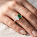 Load image into Gallery viewer, Toi Et Moi Moissanite &amp; Emerald Ring | Two Stone Engagement Ring | 925 Sterling Silver