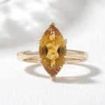 Load image into Gallery viewer, Yellow Citrine Ring | Marquise Cut 18K Gold Plated | Sterling Silver Prong Set | November Birthstone | Statement Ring for Her | Minimalist