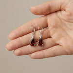 Load image into Gallery viewer, Natural Red Garnet Drop Earrings for women | 925 Sterling Silver Teardrop Dangle Earrings | Pear Cut Red Garnet |Gift For Women