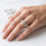 Load image into Gallery viewer, Two-Tone Gold &amp; Silver Infinity Ring, 925 Sterling Silver Band, Modern Stacking Ring for Women
