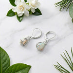 Load image into Gallery viewer, 925 Sterling Silver Pear White Natural Opal Lever Back Drop Earrings | CZ Accent  | October Birthstone | Gift For Her | Boho Bridal Earrings