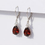 Load image into Gallery viewer, Natural Red Garnet Drop Earrings for women | 925 Sterling Silver Teardrop Dangle Earrings | Pear Cut Red Garnet |Gift For Women