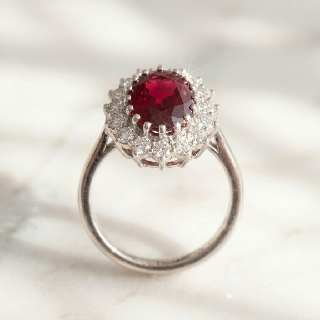 Oval Red Garnet Halo Ring 925 Silver | Moissanite Assent Halo Ring | Princess Diana Style Ring | Garnet Engagement Ring Gift Her