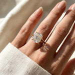 Load image into Gallery viewer, Cushion Cut Moissanite Ring | 18K Gold Plated Solitaire Engagement Ring | Split Shank 4 Prong | Diamond Alternative Ring | Gift For Women