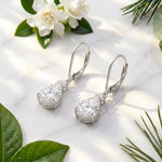 Load image into Gallery viewer, Pear Cut Moissanite Earrings | 925 Sterling Silver Lever Back Drop Earrings | Teardrop Diamond Alternative | Bridal Earrings Gift For Women