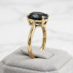 Load image into Gallery viewer, Black Onyx Oval Solitaire Ring 14k Gold Plated | 925 Sterling Silver Gemstone Ring | Alternative Engagement Ring Women | Statement Ring Gift