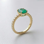 Load image into Gallery viewer, Oval Lab Emerald Pavé Band Ring