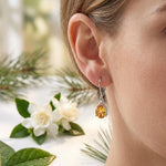 Load image into Gallery viewer, Pear Cut Citrine Earrings | 925 Sterling Silver Lever back Earrings | Yellow Gemstone Dangle  | Teardrop Citrine Jewelry | Birthstone Gift