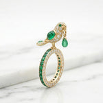 Load image into Gallery viewer, Bird Ring Ruby Emerald 925 Silver | Parrot Statement Ring | Ruby Eternity Band | Gemstone Cocktail Ring | Unique Animal Ring Gift For Her