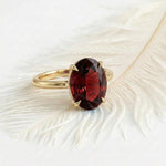 Load image into Gallery viewer, Elegant Oval Garnet Ring, 14K Gold Plated 925 Sterling Silver, January Birthstone Engagement Ring