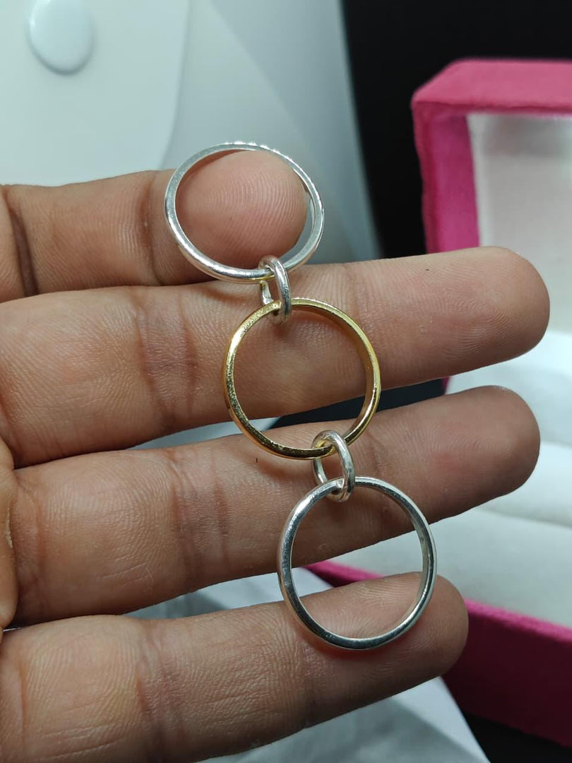 Two‑Tone Sterling Silver Multi Band Ring with Gold  Ring|  Valentine's day Gift| Minimalist Jewelry Ring For Her| Interlock Ring