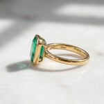 Load image into Gallery viewer, Emerald Solitaire Ring | 18K Gold Bezel Ring | Emerald Cut Engagement Ring | Minimalist Statement Ring | May Birthstone Ring
