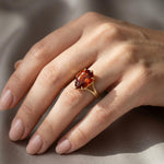 Load image into Gallery viewer, Pear Cut Red Garnet Split Shank Solitaire Ring