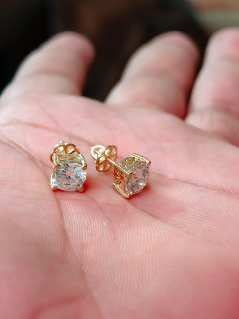 Moissanite Stud Earrings Gold | Round Brilliant Filigree Basket Setting | 18k Gold Plated 925 Silver | Bridal Earrings | Gift For Her