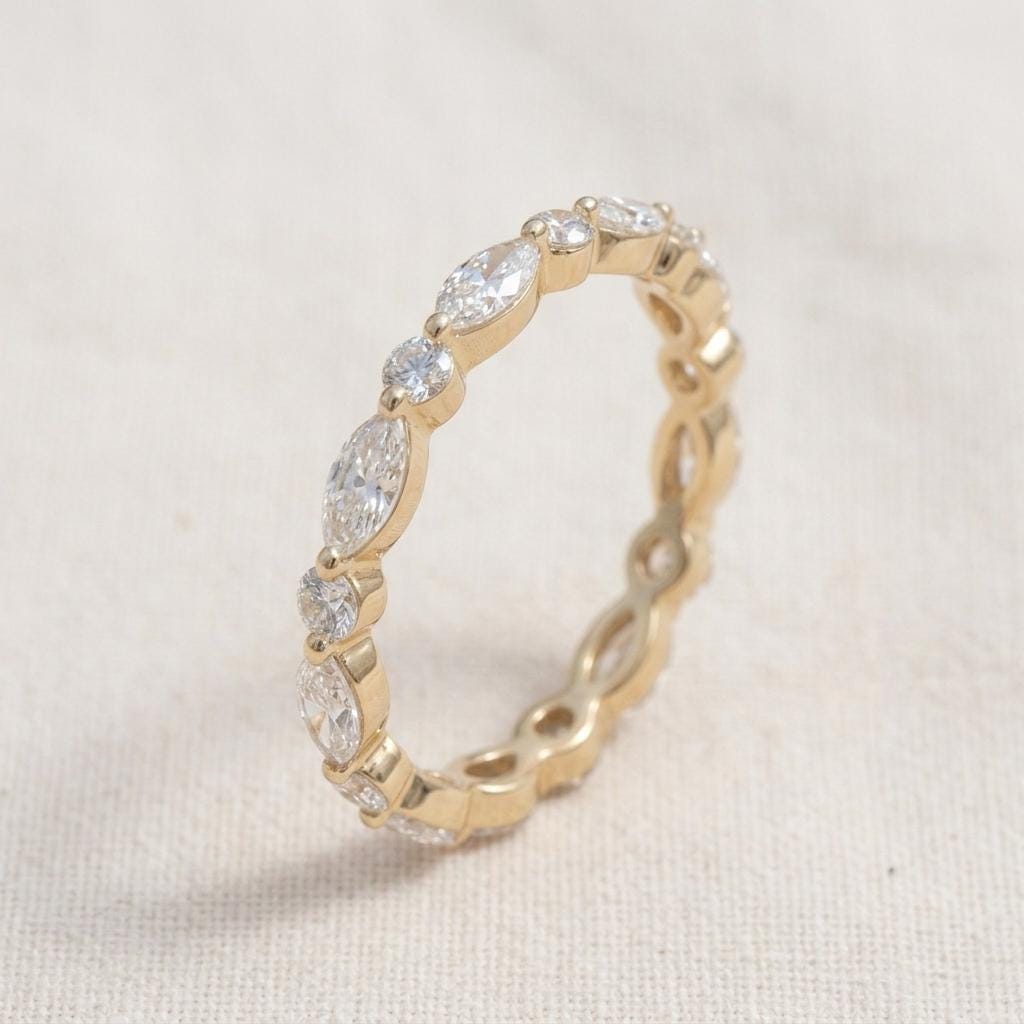 Marquise Round Moissanite Eternity Band