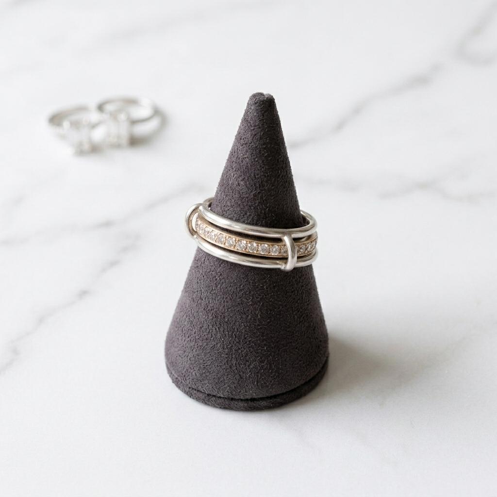 Two-Tone Gold & Silver Infinity Ring, 925 Sterling Silver Band, Modern Stacking Ring for Women