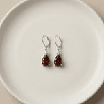 Load image into Gallery viewer, Natural Red Garnet Drop Earrings for women | 925 Sterling Silver Teardrop Dangle Earrings | Pear Cut Red Garnet |Gift For Women