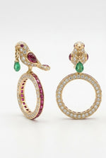 Load image into Gallery viewer, Bird Ring Ruby Emerald 925 Silver | Parrot Statement Ring | Ruby Eternity Band | Gemstone Cocktail Ring | Unique Animal Ring Gift For Her