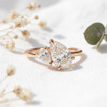 Load image into Gallery viewer, Pear Moissanite Toi et Moi Ring | Rose Gold Engagement Ring | Double Stone Ring For Women | Pear Cut Diamond Alternative  | Promise Ring
