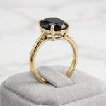 Load image into Gallery viewer, Black Onyx Oval Solitaire Ring 14k Gold Plated | 925 Sterling Silver Gemstone Ring | Alternative Engagement Ring Women | Statement Ring Gift