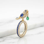 Load image into Gallery viewer, Bird Ring Ruby Emerald 925 Silver | Parrot Statement Ring | Ruby Eternity Band | Gemstone Cocktail Ring | Unique Animal Ring Gift For Her