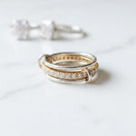 Load image into Gallery viewer, Two-Tone Gold &amp; Silver Infinity Ring, 925 Sterling Silver Band, Modern Stacking Ring for Women