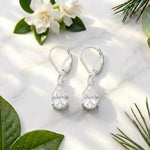 Load image into Gallery viewer, Pear Cut Moissanite Earrings | 925 Sterling Silver Lever Back Drop Earrings | Teardrop Diamond Alternative | Bridal Earrings Gift For Women