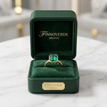 Load image into Gallery viewer, Emerald Solitaire Ring | 18K Gold Bezel Ring | Emerald Cut Engagement Ring | Minimalist Statement Ring | May Birthstone Ring