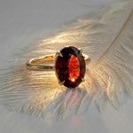Load image into Gallery viewer, Elegant Oval Garnet Ring, 14K Gold Plated 925 Sterling Silver, January Birthstone Engagement Ring